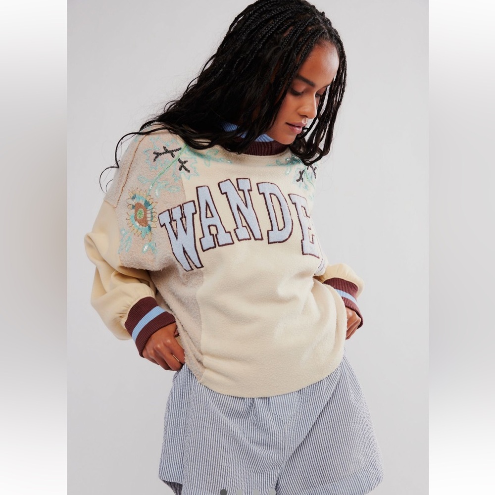 Free People Wander Embroidered Pullover Size Medium NWT